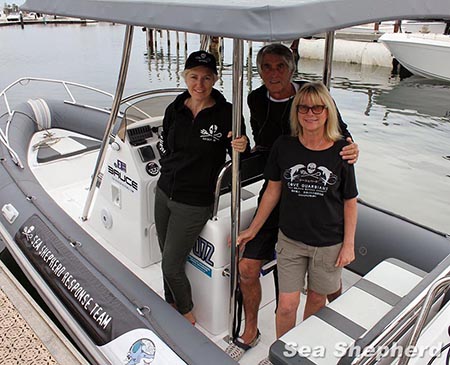 Sea Shepherd Australia's new Chairman, Cate Faerhmann during shark cull campaign