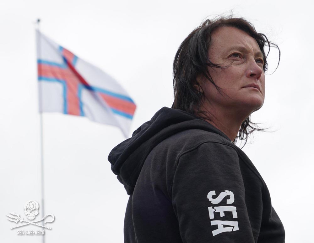 Captain Jessie Treverton in Tórshavn, capital of the Faroe Islands in August 2016 to demand a court trial date.  Photo: Sea Shepherd UK