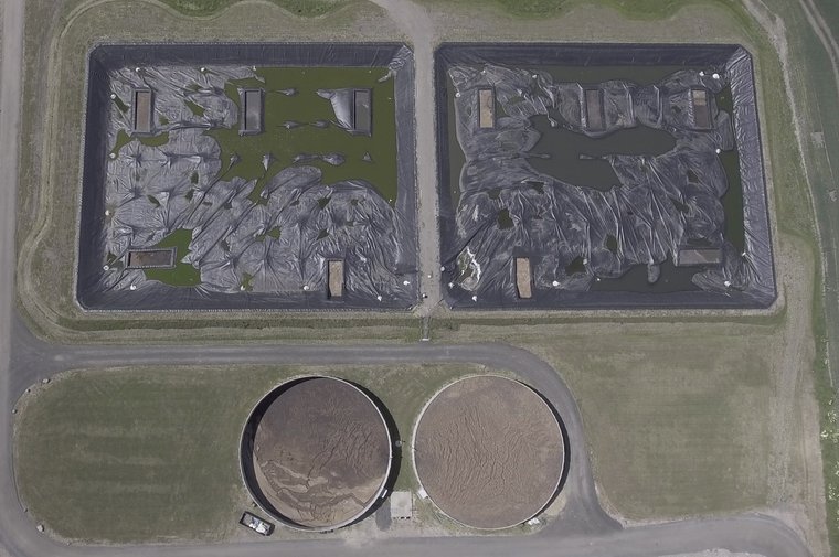  Giant liquid manure lagoons from a German pig farm around 3km away from the Baltic coast.