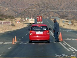 Police roadblock near Cape Cross Seal Reserve