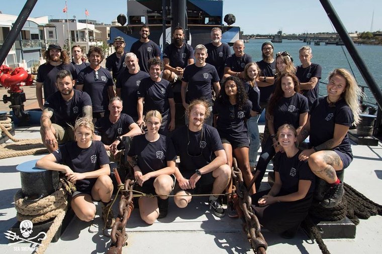  The crew of the M/Y Steve Irwin ahead of their departure for the Great Australian Bight on March 19th. Photo by Sea Shepherd.