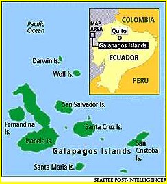 Map showing the coast of Ecuador