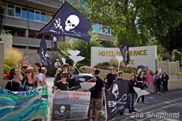 Sea Shepherd supporters protesting IWC’s denial of attendance. Photo: Simon Ager