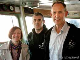 Sea Shepherd Australia Director Jeff Hansen (center) with Greens Senator Rachel Siewert and Operation Kimberley Miinimbi campaign leader Bob Brown. Photo: Fair Projects