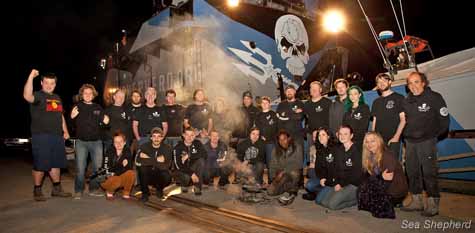 Rodney Augustine with the Sea Shepherd crew. Photo: Tim Watters